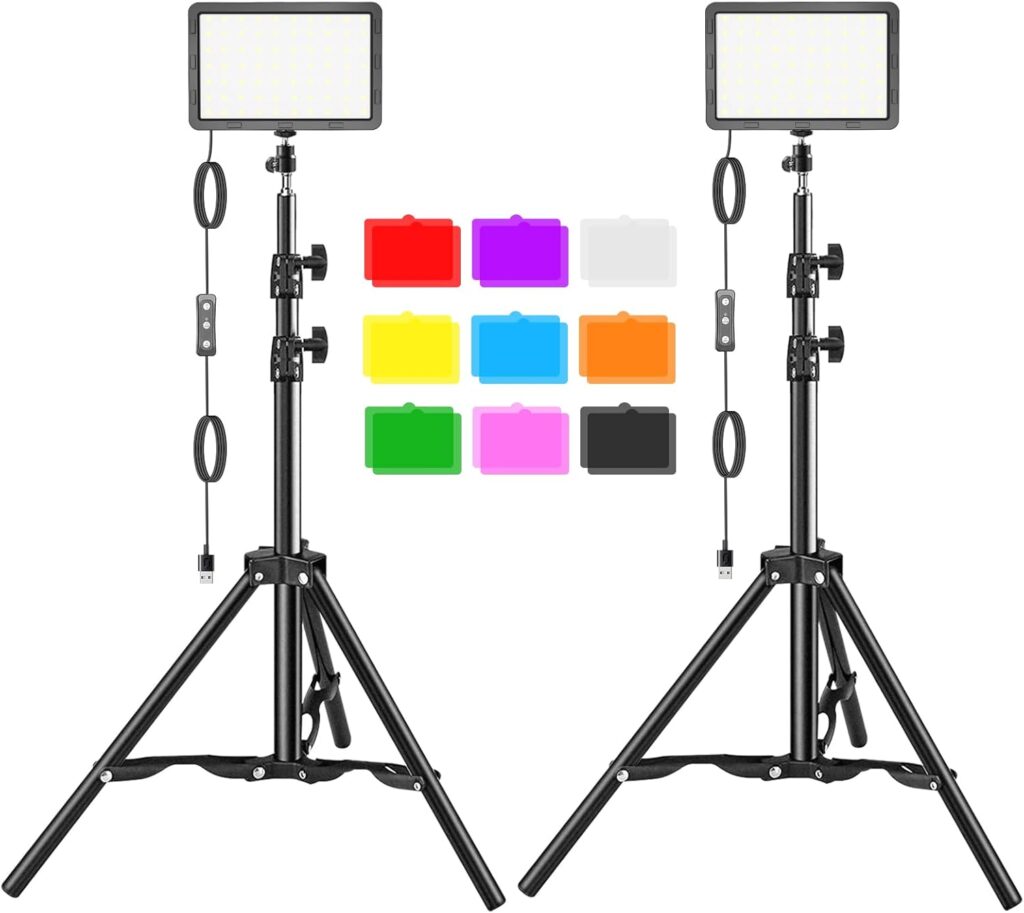 Hagibis Studio LED Video Light Kit 2Pcs for Photography Lighting with Adjustable Tripod Stand